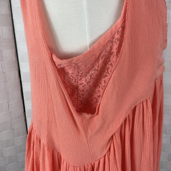 Umgee Salmon Crocheted Lace, Racer Back Swing Tank - Picture 4 of 7